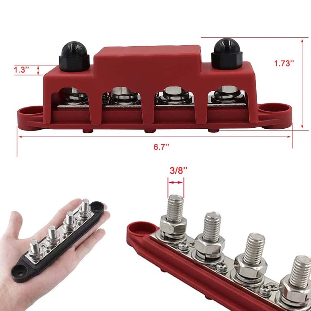 Black Red 12V 250A Busbar Stud - огляд і ціна Power Tools Distributor